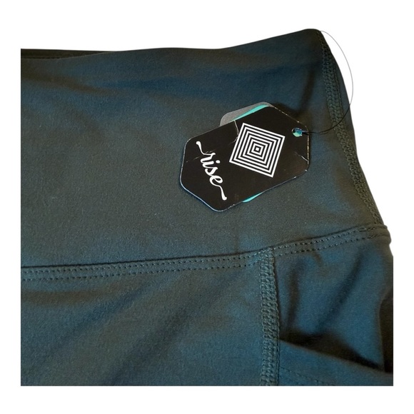 RISE High Waist Biker Shorts - Driven Compression Lotus Jersey Dark Green Shortp - Picture 2 of 13